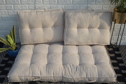 Beige corduroy floor mattress - Weave Abode