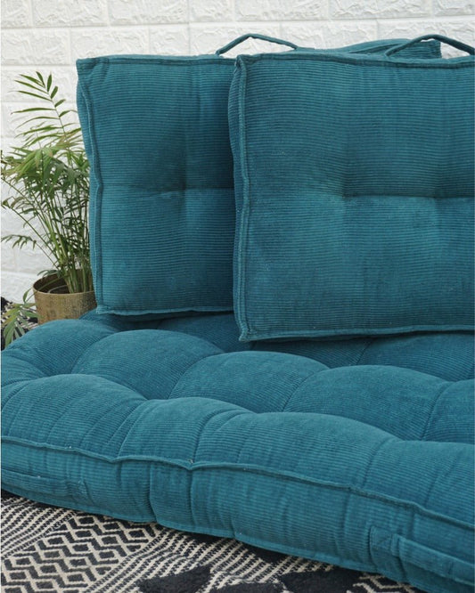 Deep Blue Corduroy Floor Mattress - Weave Abode
