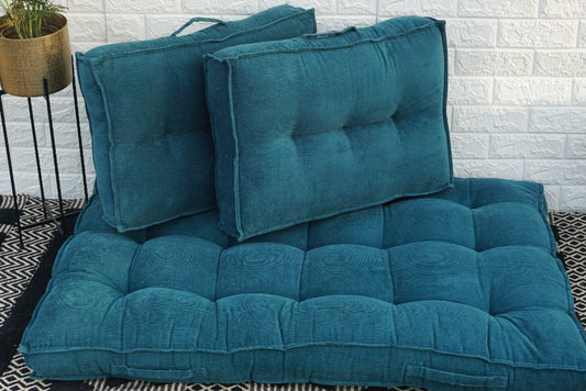 Deep Blue Corduroy Floor Mattress - Weave Abode