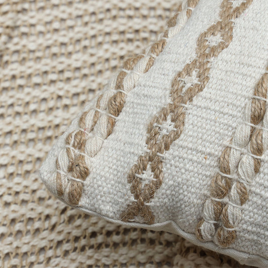 Handwoven Jute Ribbed Cotton Cushion cover