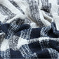 Striped blue throw with fringes