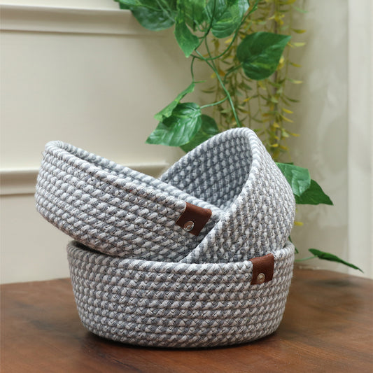 Multipurpose braided round basket (set of 3)