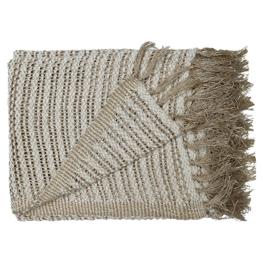 Handwoven natural throw