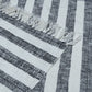 Striped blue throw with fringes