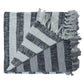 Striped blue throw with fringes