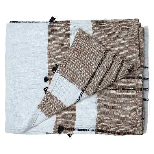 Woven beige string throw