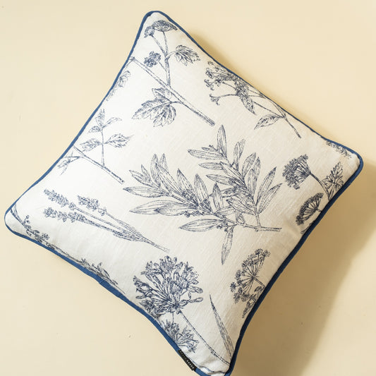 Navy Leaf Cushion Cover