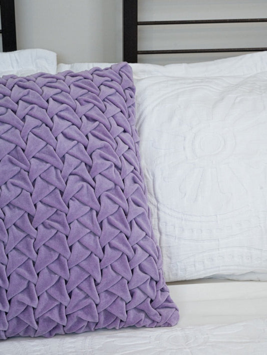 Hand Pleated Cross Lavender Cushion Cover