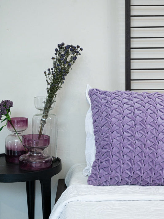 Hand Pleated Cross Lavender Cushion Cover