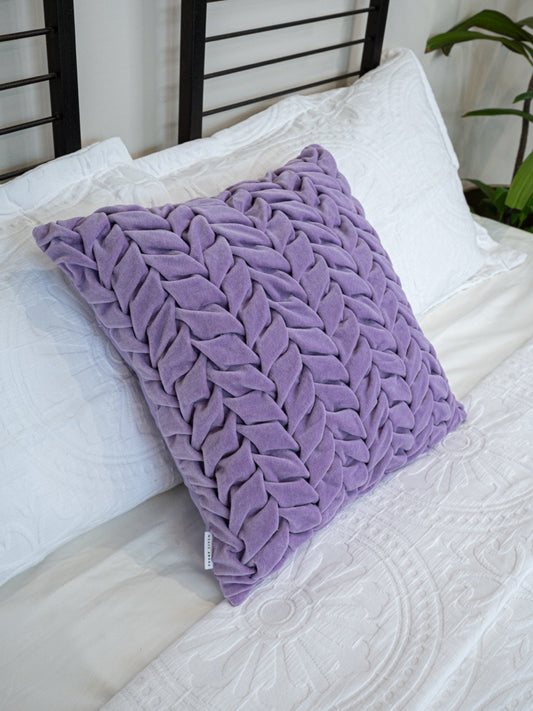 Hand Pleated Petal Lavender Cushion Cover