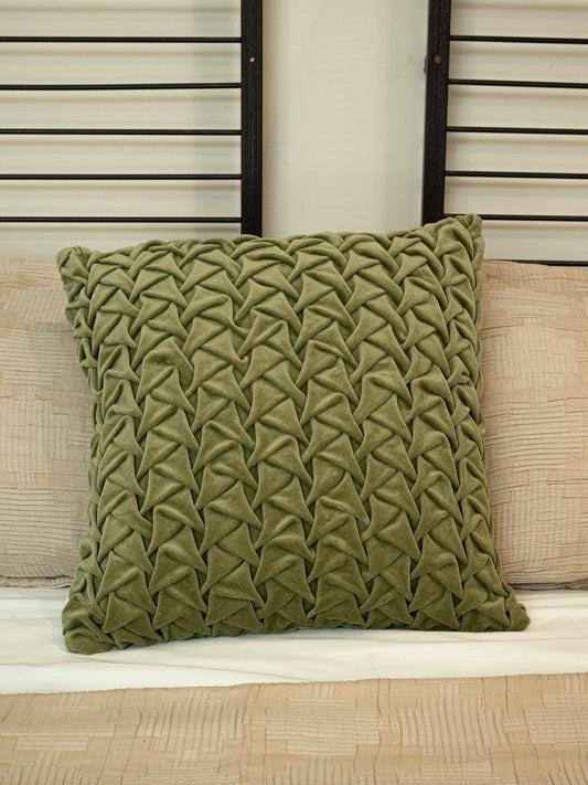 Hand Pleated Cross Sage Cushion Cover