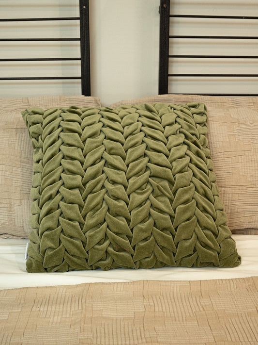 Hand Pleated Petal Sage Cushion Cover