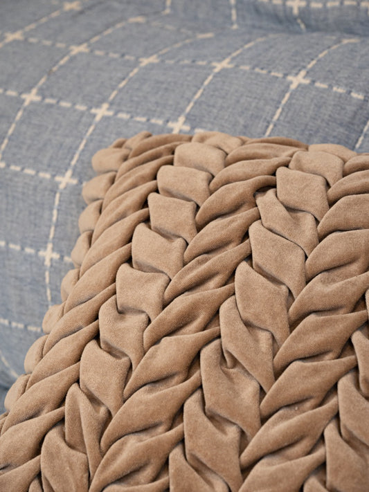 Hand Pleated Petal Mocha Cushion Cover