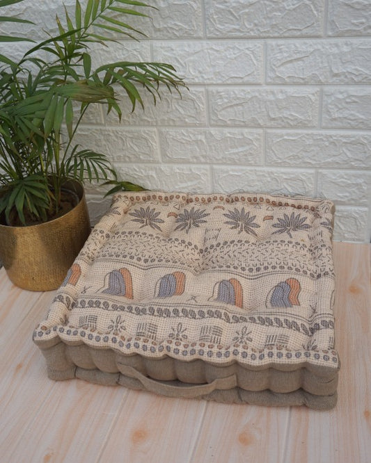 Tribal Treasure Boho Jute floor Cushion