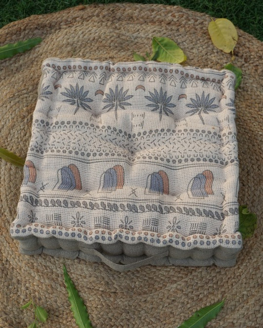 Tribal Treasure Boho Jute floor Cushion