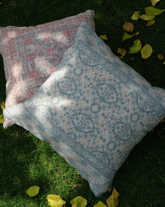 Sky Kilim Printed Jute Cushion Cover