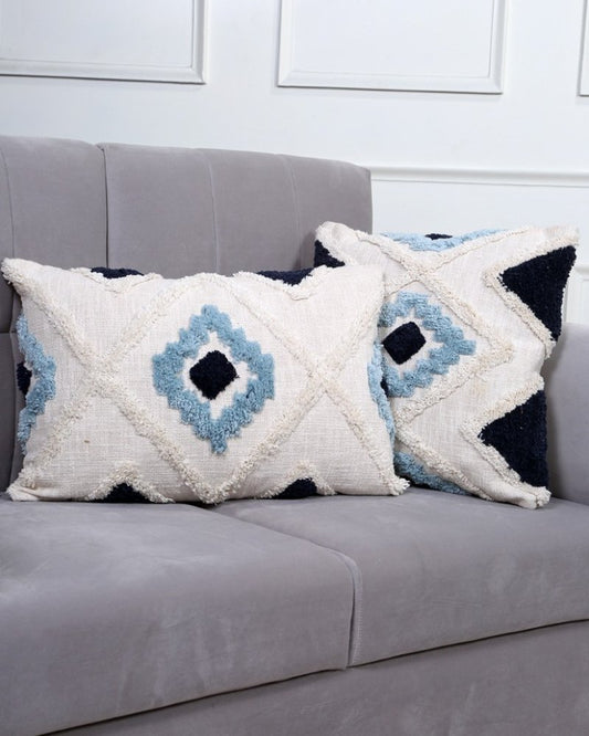 Diamond Boho Cushion - Sky - Weave Abode