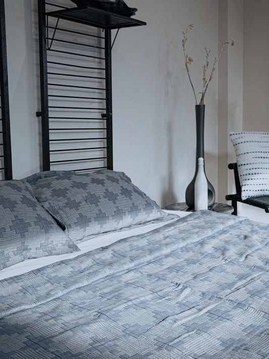 Geometric Grey bedspread - Weave Abode